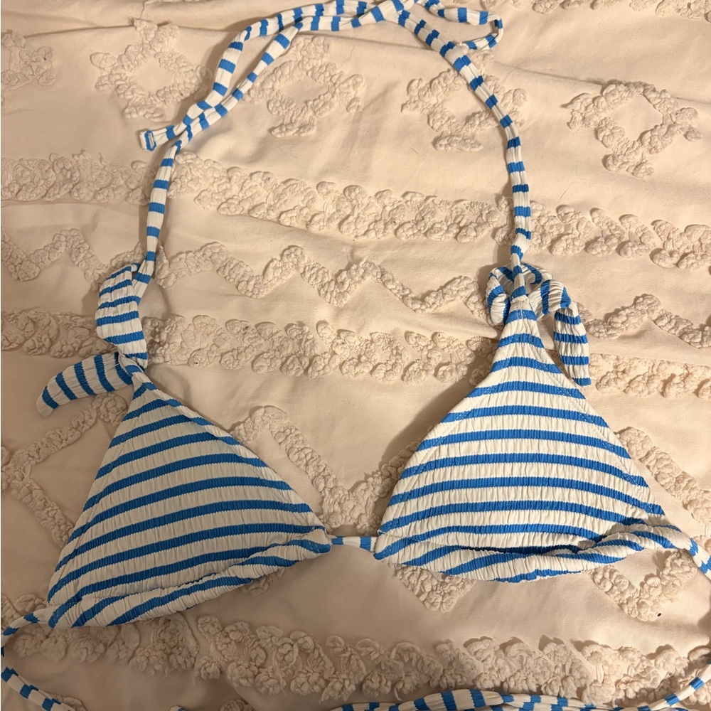 2 for 1 Blue and White Striped and an All Black Bikini Top